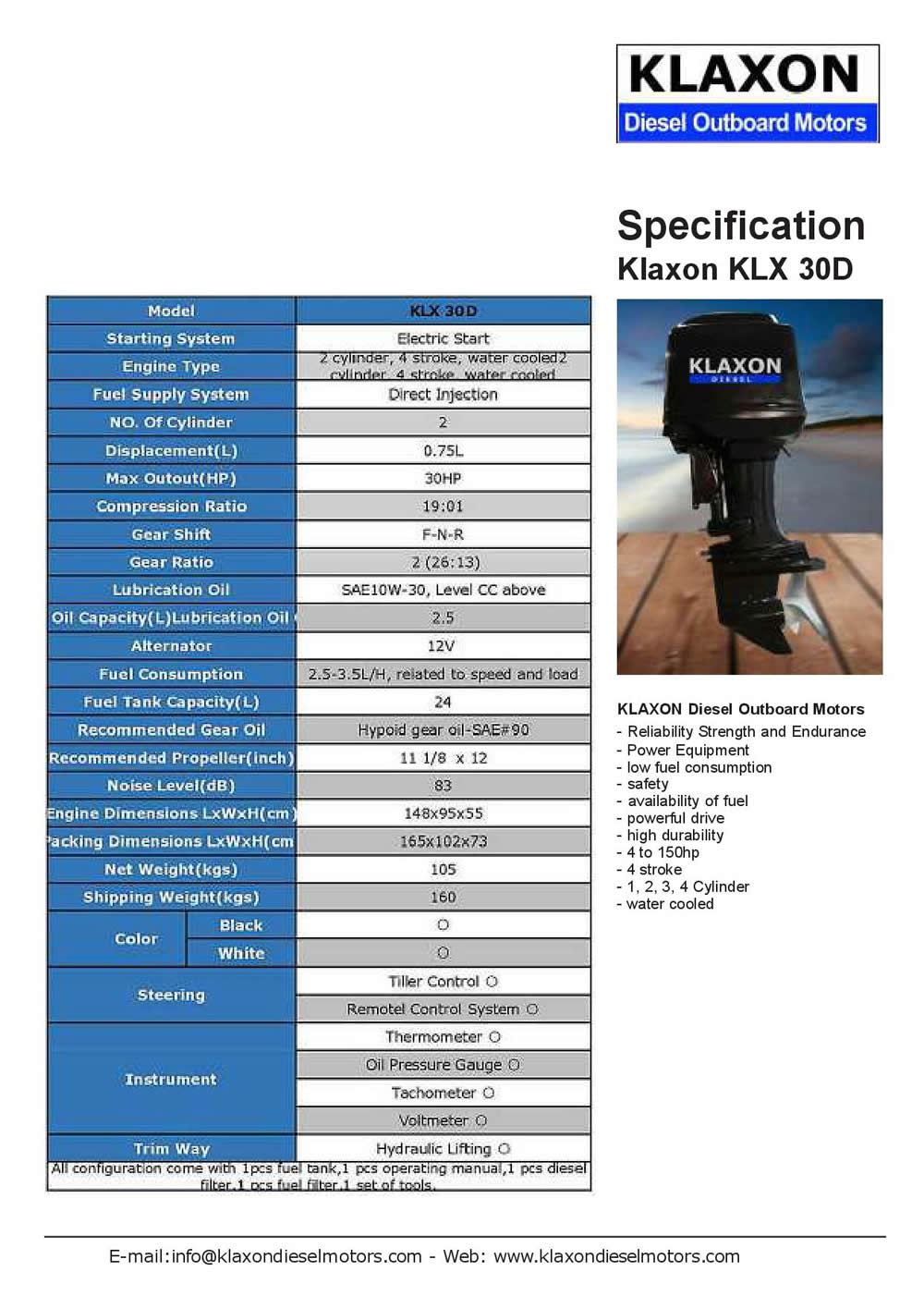 Klaxon KLX30hp Specs